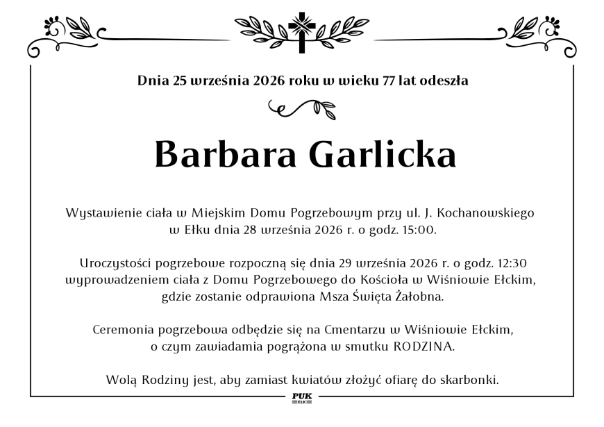 Barbara Garlicka - nekrolog